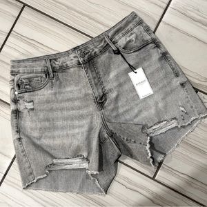 NWT Judy Blue gray distressed denim shorts